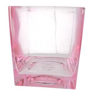 Vintage‎ Teleflora Square-Shaped Glass Vase 5"H x 4"L x 4"W Pink